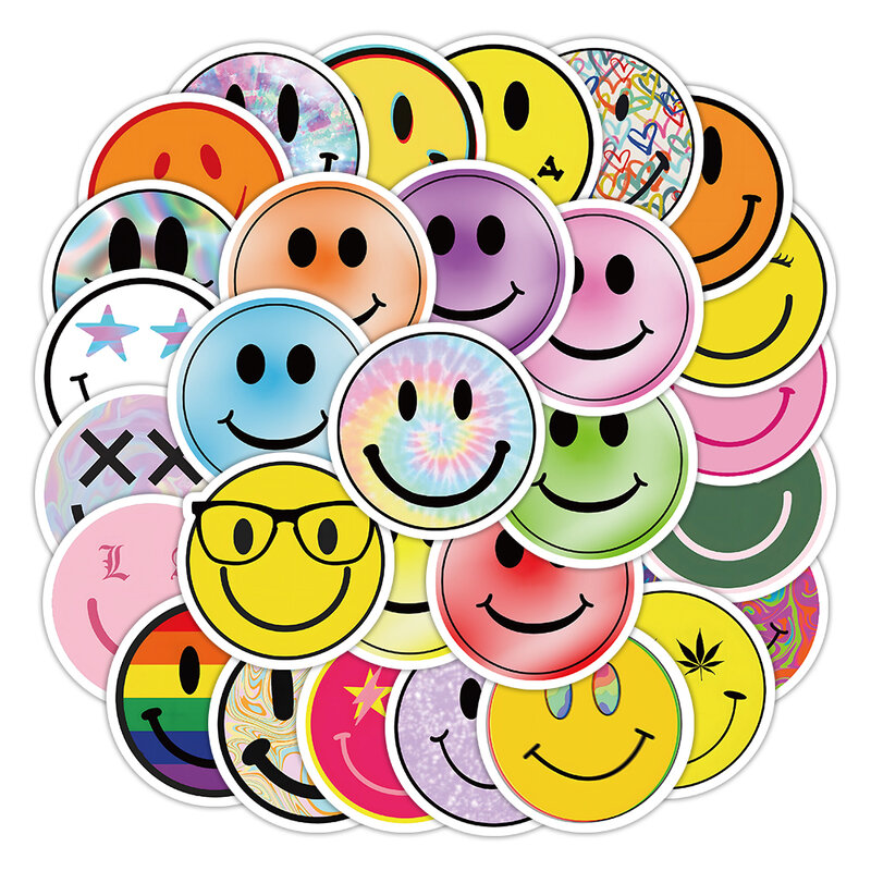 Calcomanía de cara feliz de 50 piezas, pegatinas pequeñas de cara feliz, Mini pegatinas de motivación coloridas para regalos de recompensa, decoración