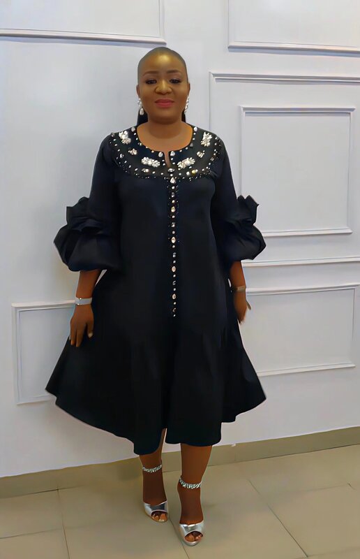 فستان صغير مطرز بالخرز للنساء ، أوروبا والولايات المتحدة ، فستان جديد للحفلات للنساء الأفريقيات ، 002 # ، 2023
