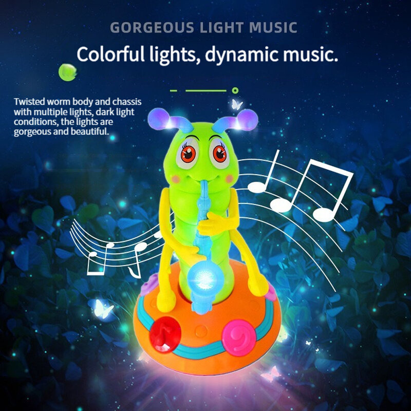 Веселая музыкальная искусственная Интерактивная Поющая твист червь детская искусственная музыка гусеница выдувает саксофон детская игрушка для младенцев