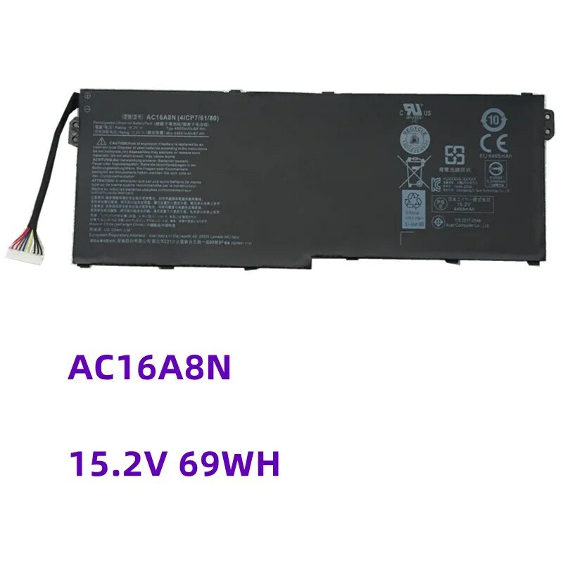 Новый аккумулятор 15,2 в, 69 Втч, AC16A8N для Acer Aspire V17 V15 Nitro BE VN7-593G 73YP 78E3 717L VN7-793G