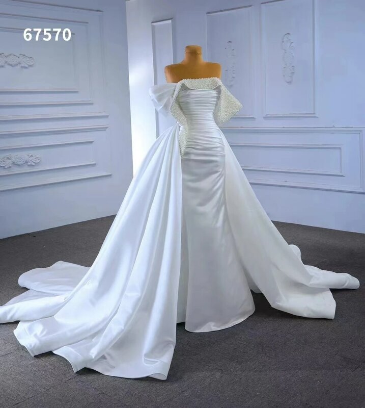 Braut perlen Meerjungfrau Kleid Luxus Brautkleid abnehmbare Zug Brautkleider