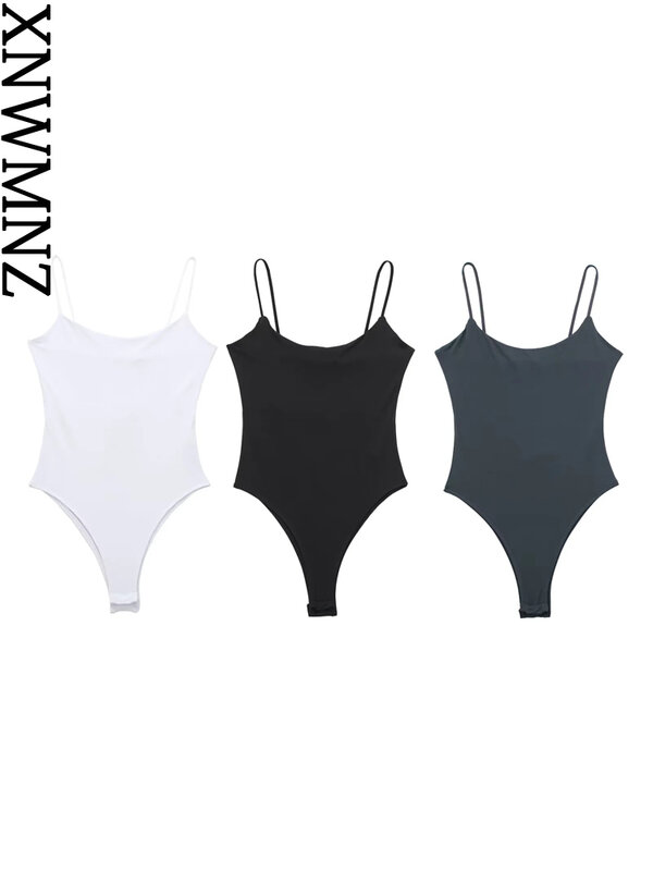 Xnwmnz-用途の広いストラップが付いたフェミニンでぴったりとした女性用ジャンプスーツ,細いストラップ,ぴったりフィット,2023