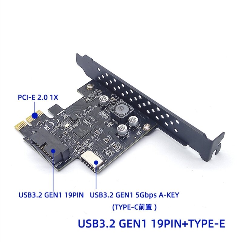 Adattatore PCIe a USB3.2 per USB 3.2 19Pin + TypeE espansione PC desktop professionisti scheda espansione anteriore GEN1 fai
