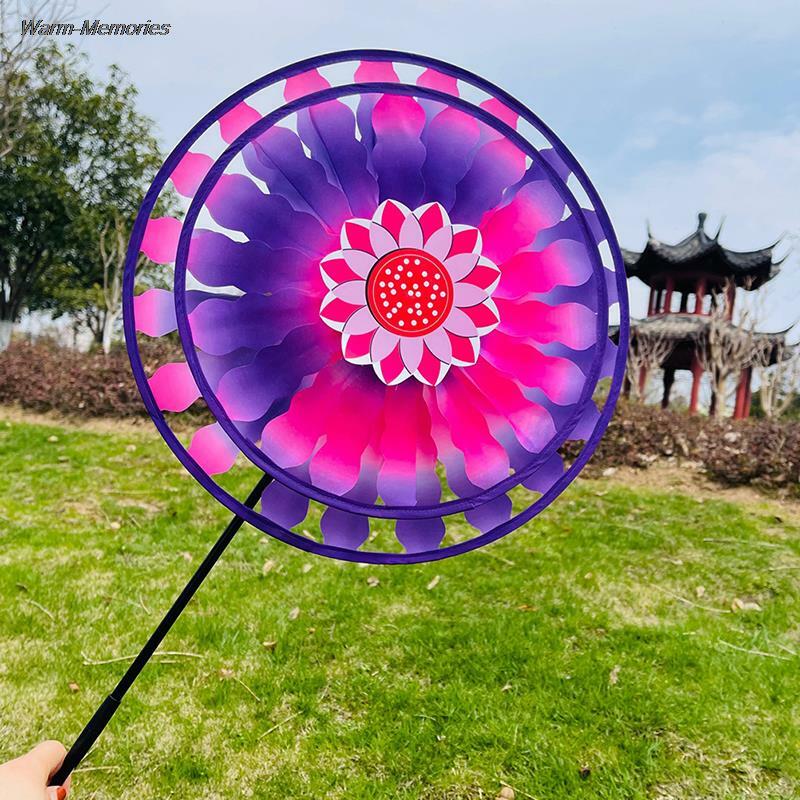 1Pc Double Layer Colorful Wheel Windmill Wind Spinner Kids Toys Garden Yard Decor Random Color