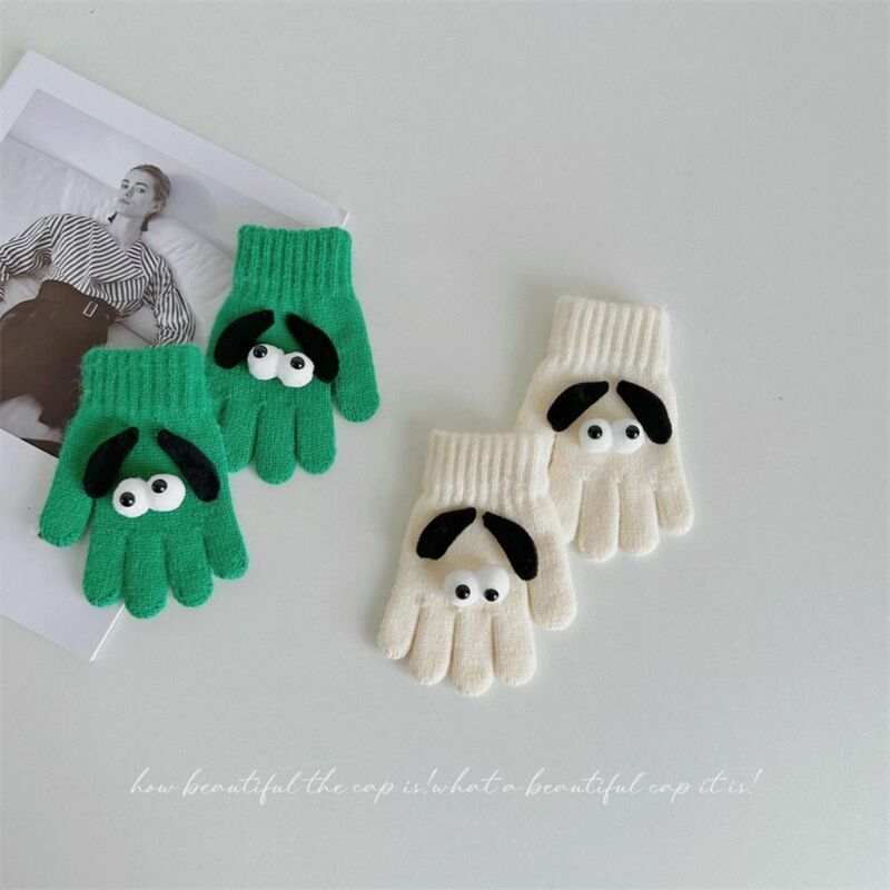 Gants coupe-vent épais pour enfants, gants de main chauds, doigt complet, yeux drôles, haute qualité, automne et hiver