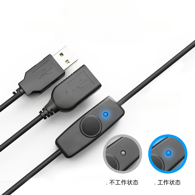 2023 데이터 동기화 USB 2.0 연장 코드, USB 익스텐션 케이블, ON OFF 스위치 LED 표시기, 라즈베리 파이 PC USB 선풍기 LED 램프