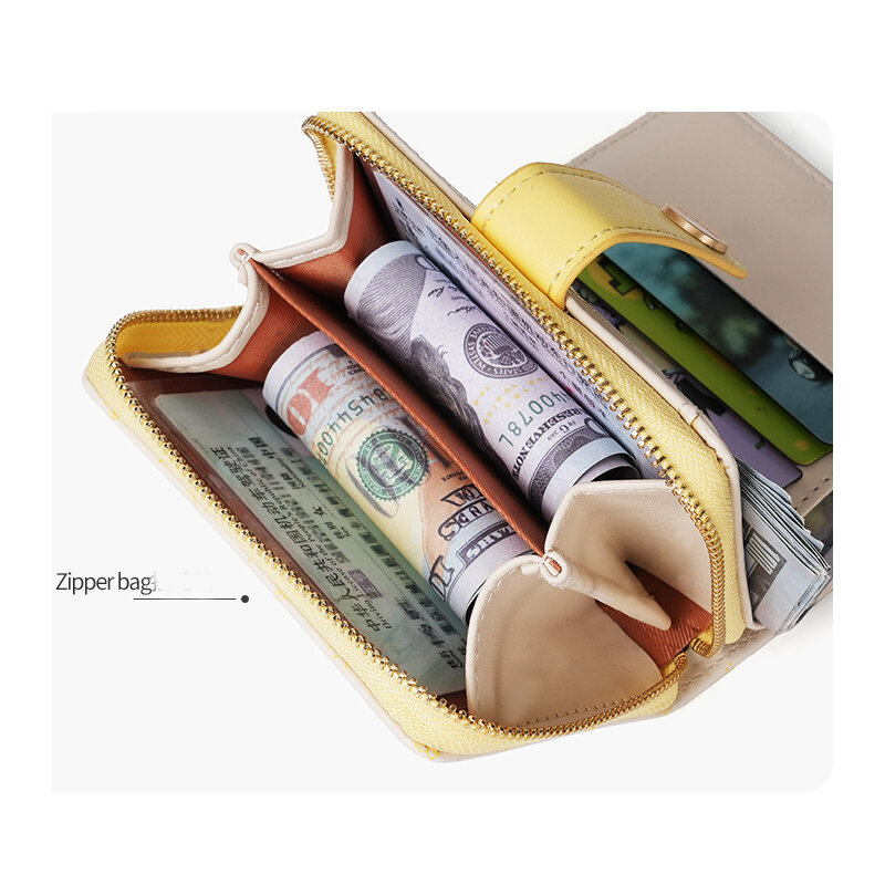 Милый кошелек в японском стиле для девушек, короткий кошелек для студентов, держатель для удостоверения личности/банковских карт, кошелек на молнии для женских ключей