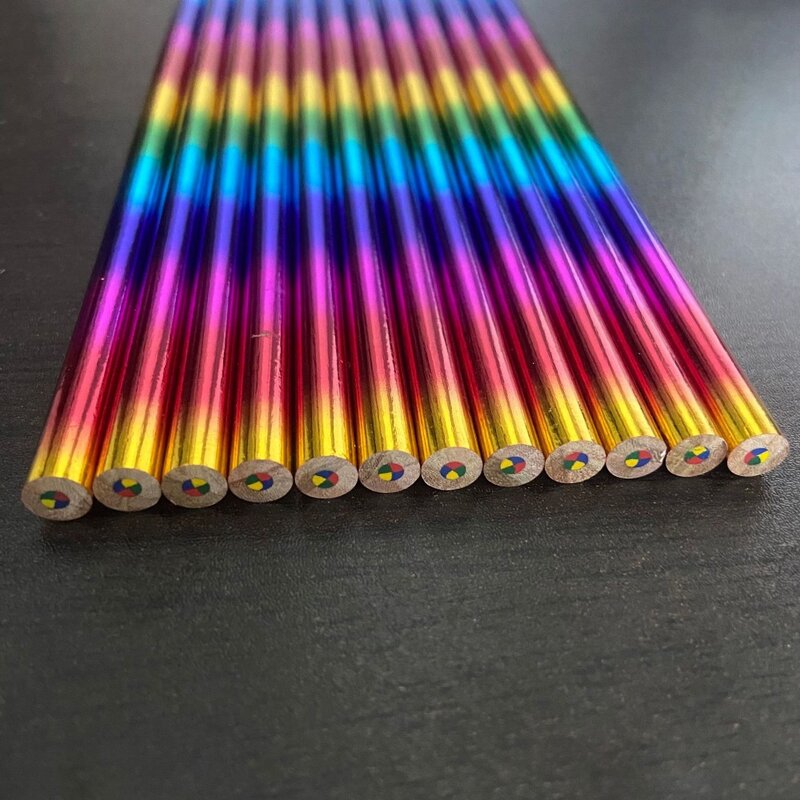 12Pcs Pencils Rainbow Pencils Cute Wooden HB Colored Pencil Set Colorful Graffiti Crayons Rainbow Colour Pencil Set Children's