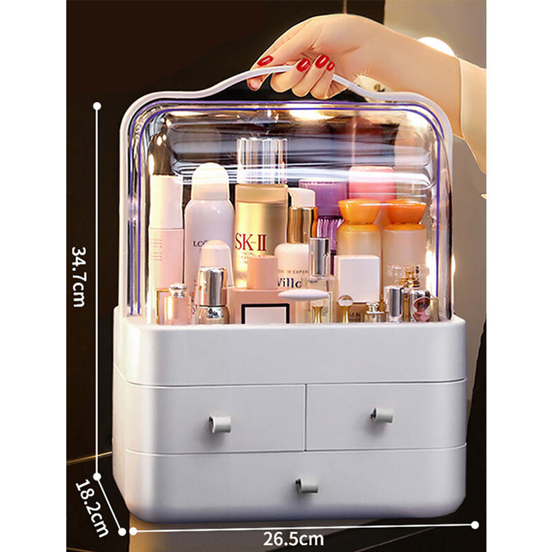 Makeup Organizer Cosmetics Beauty Storage Box for Girls Waterproof Dustproof Large Capacity Makeup Storage Box