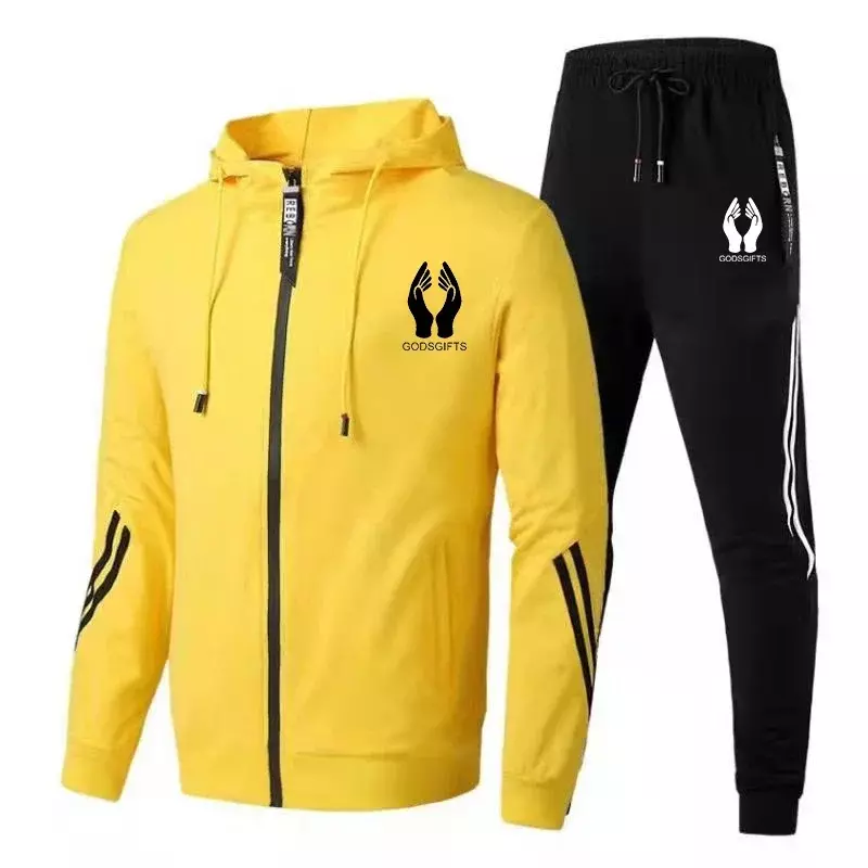 Jaqueta e calça de jogging fitness masculina, conjunto de 2 peças, terno lazer, novo, 2023