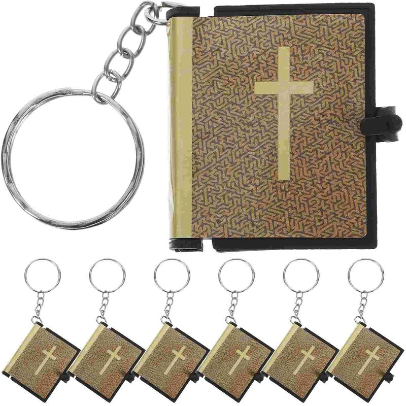 Llavero con colgante de Mini libro de la Biblia, llavero de Metal, colgante religioso, regalo, 10 piezas