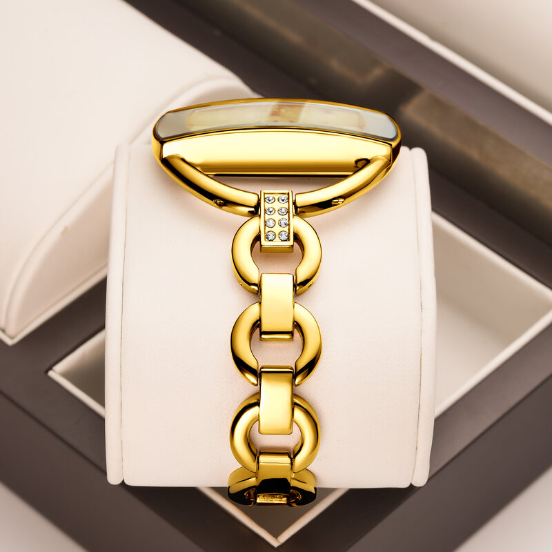 YaLaLuSi женские кварцевые часы золотого цвета элегантный великолепный стиль с коробкой для удаления часов 2024 Горячая новинка ионное покрытие