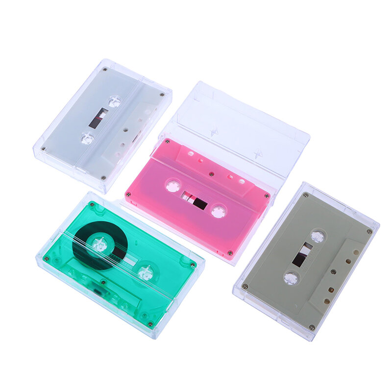 표준 카세트 컬러 빈 테이프 플레이어, 45 분 마그네틱 오디오 테이프, 음성 음악 녹음용 클리어 보관함, 1 세트