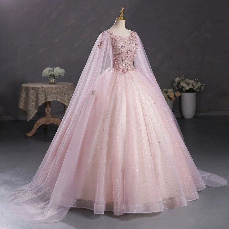 Бальное платье розового цвета, платья для вечеринки, бальное платье из тюля с аппликацией для выпускного вечера и дня рождения, бальное платье для торжественных случаев, 15 лет, милое 16