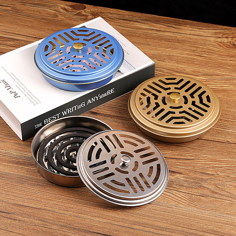 Simple Mosquito Coil Holder With Lid Living Room Bedroom Anti-fire Incense Burner Sandalwood Box Ash Tray Mosquito Coil Tray