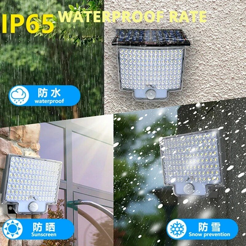 106LED Split Solar Lamp 3 Lighting Mode Outdoor Decoration Sunlight Wall Light PIR Motion Sensor Waterproof Garden Garage Lamp