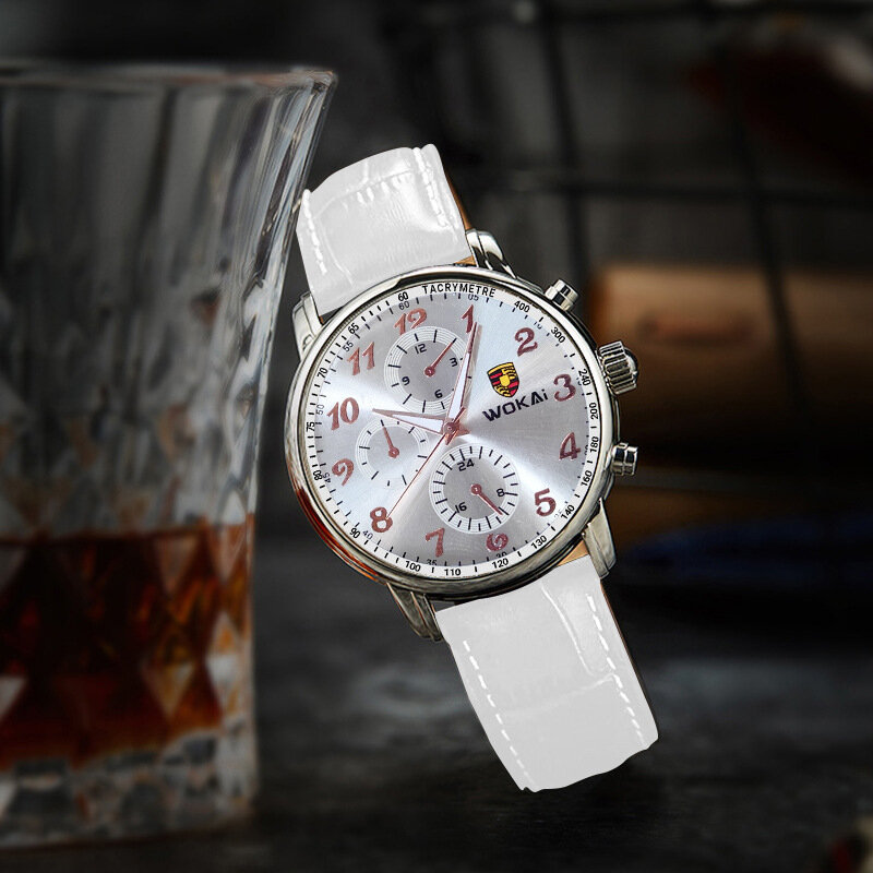 Zegarek WOKAI męskie białe zegarki sportowe skórzany pasek analogowy Quarz zegarki męskie najlepszy prezent tanie ceny Reloj Hombre Montre Homme