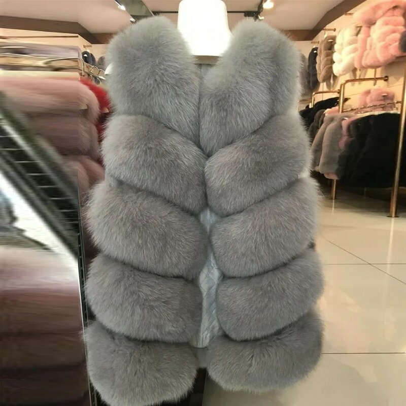 Abrigo peludo de piel sintética para mujer, chaqueta sin mangas, cárdigan, cálido, esponjoso, Artificial, invierno, nuevo