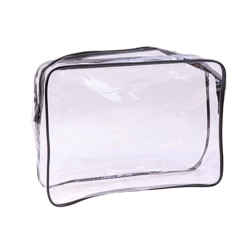 Borsa cosmetica in PVC trasparente borsa per il trucco trasparente con cerniera da donna custodia per il trucco da viaggio borsa per il lavaggio degli articoli da toeletta da bagno