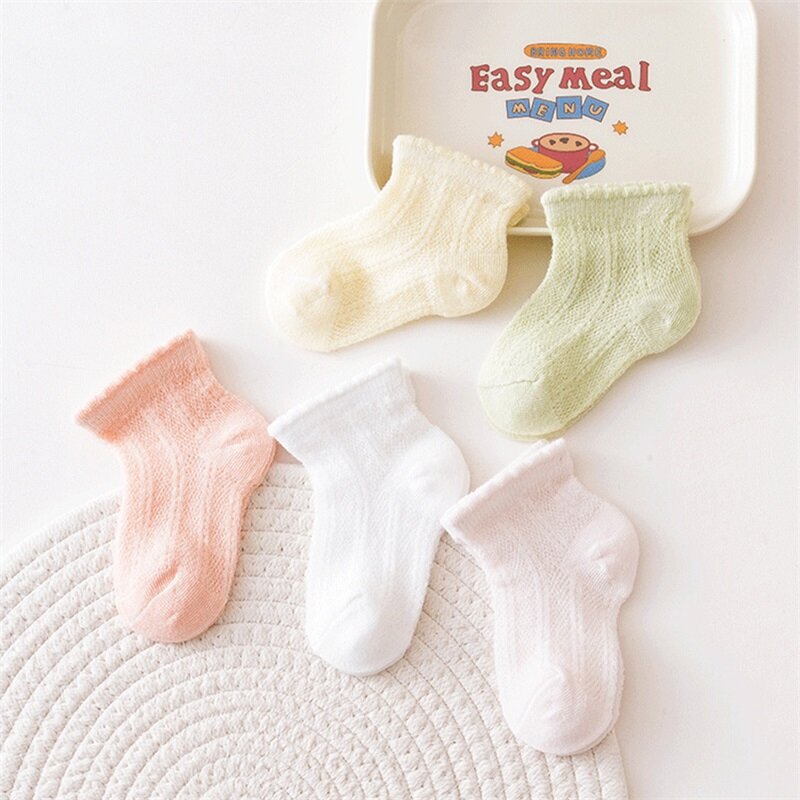 Носки для маленьких мальчиков и девочек, летние носки для новорожденных, тонкие сетчатые нескользящие носки, повседневные носки для малышей, аксессуары для одежды