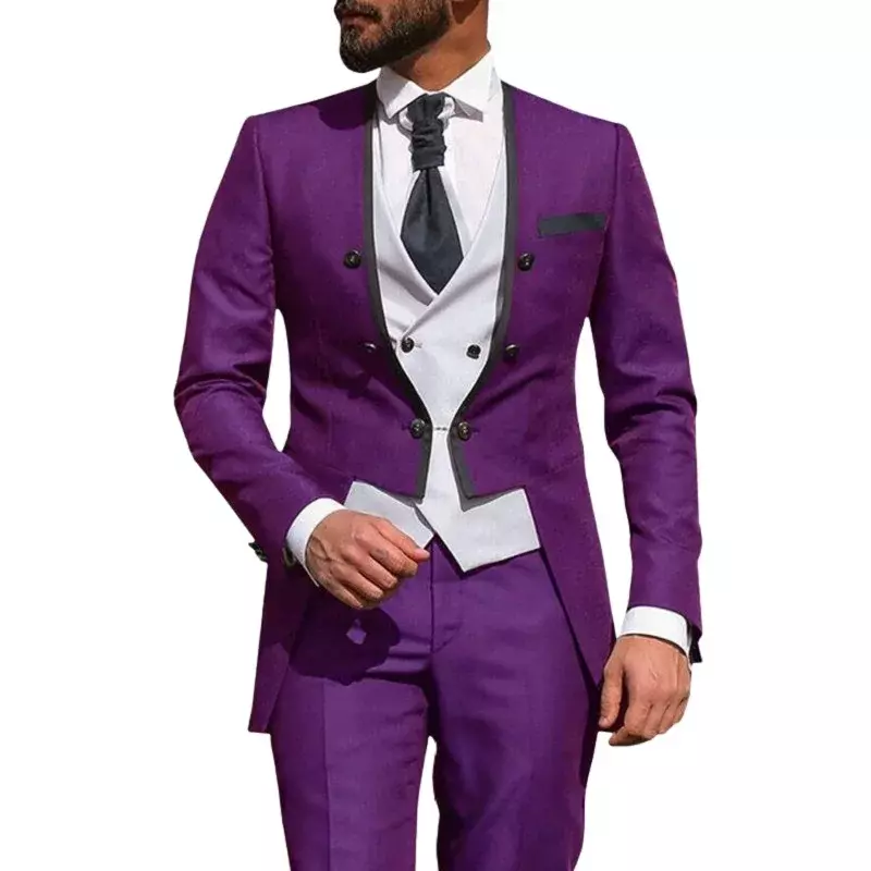 Костюм мужской облегающий из трех предметов, смокинг для мужчин, блейзер для выпускного вечера, брюки и жилет, серый цвет
