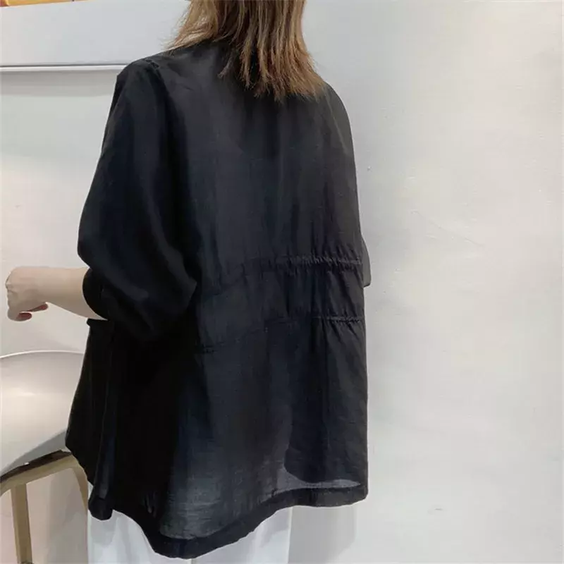 Women Thin Sun Protection Clothes 2024 Summer New Fashion Korean Breathable Seven-Point Sleeve Coat Female Office Jacket