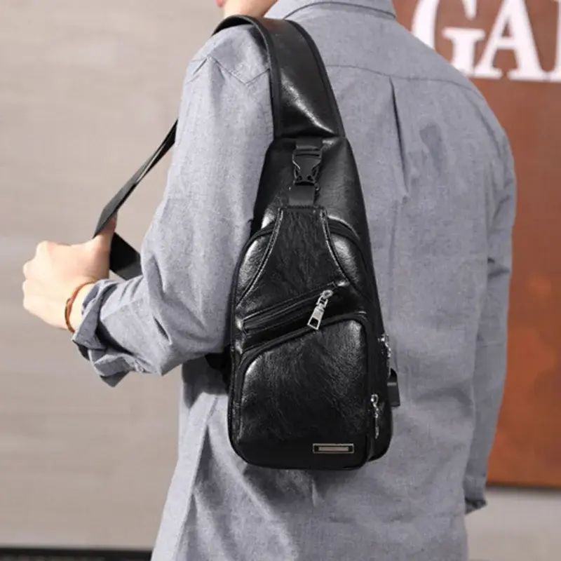 New Mens Fashion Mens Chest for Custom PU Shoulder Bag Diagonal Package Messenger Travel Cross Body Bags