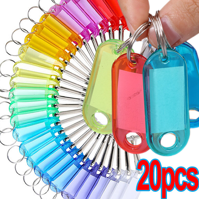 5/20pcs Crystal Clear Plastic Key Tag for DIY ID Label Tags Luggage Hotel Number Classification Card Key Rings Keychain 5 Colors