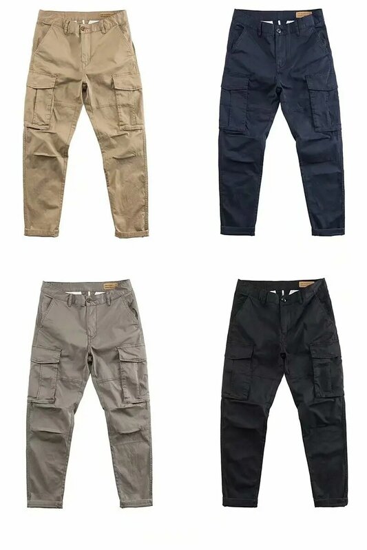 Cargo pants men straight leg loose workers work casual pants summer simple multi-pocket men labor protection pants men clothes