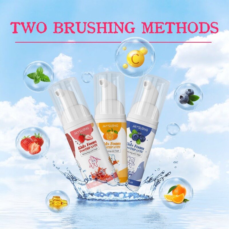 Pasta de dientes de espuma para niños, Mousse dental, limpieza bucal, eliminación diaria de manchas, sabor a fruta, cuidado de los dientes