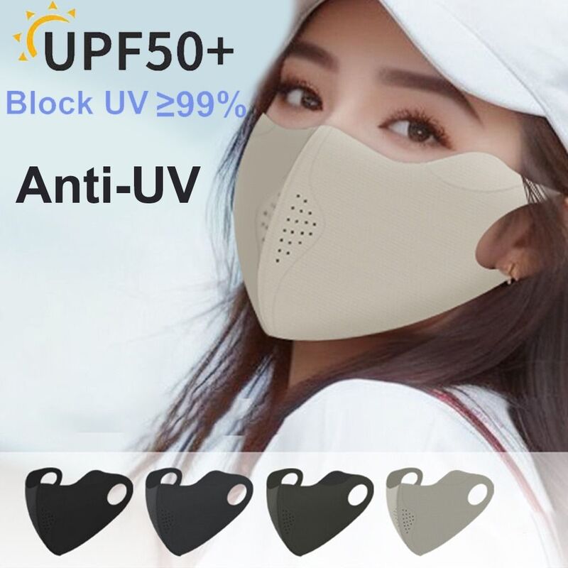 Masker Wajah Ice Silk UPF50 + Anti-UV, masker tabir surya pelindung matahari musim panas