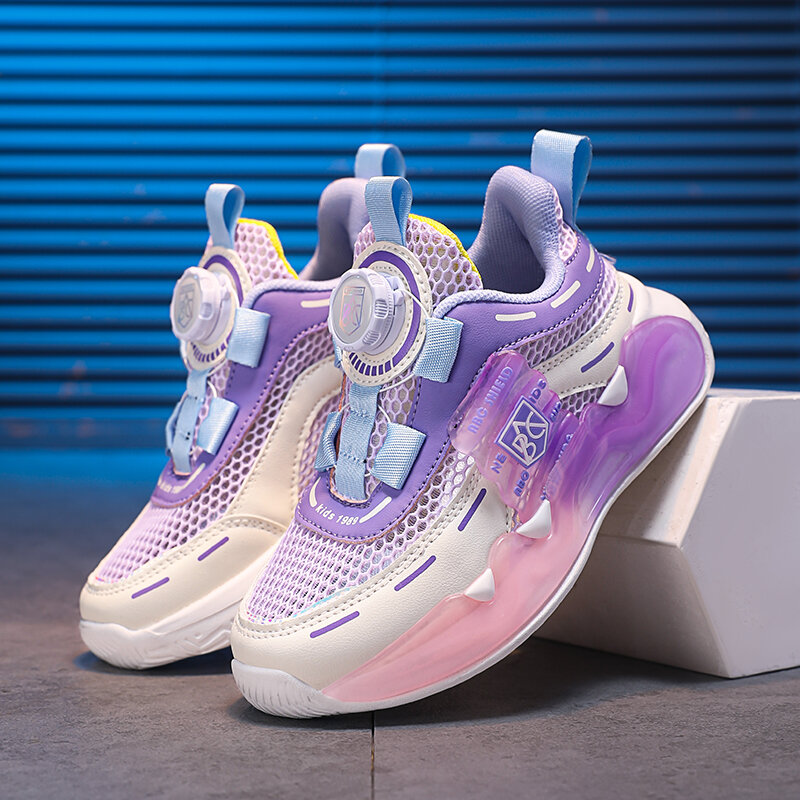 Chunky Mesh Platform Sneakers para crianças, tênis casual para meninas, calçados esportivos para crianças, frete grátis, roxo, 2024