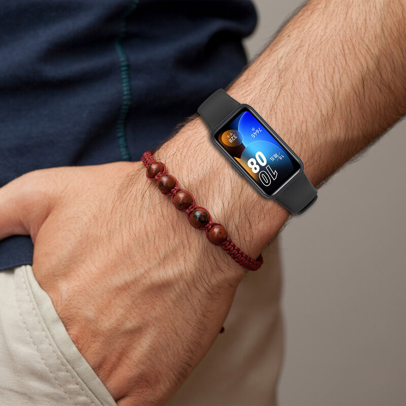 Gelang jam tangan untuk Huawei Band 8 NFC gelang pengganti pergelangan tangan silikon lembut Bandje gelang olahraga pada Band8 pintar aksesori tali jam