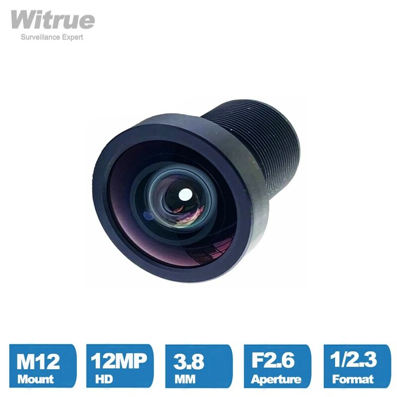 Witrue HD 12MP 3.8mm CCTV Lens 1/2.3 pollici F2.6 4K HFOV nessuna distorsione per Gopro DJI/per fotocamere SJCAM SJ7 con filtro IR 650nm