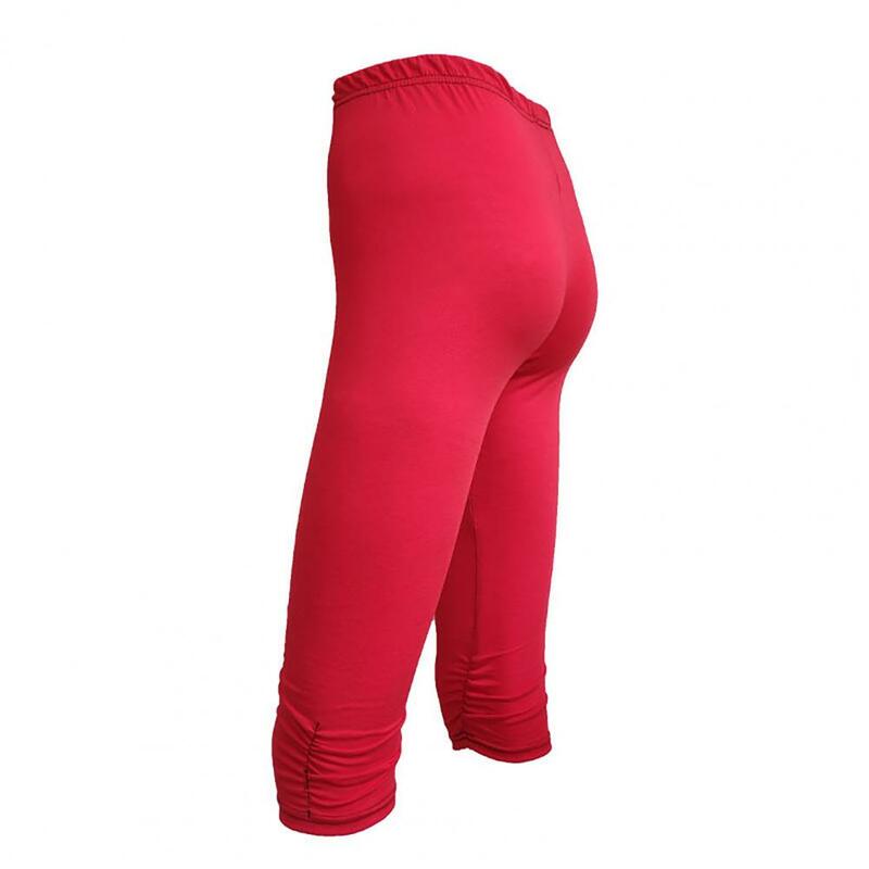 2024 New Women's Large Size Summer Slim Waist Candy Color Stretch Leggings Capris Trousers Yoga Pencil Pants Crops For Female