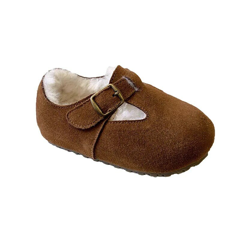 Детская зимняя хлопковая обувь для девочек, домашняя обувь для улицы, детская теплая удобная обувь из искусственного меха, обувь в Корейском стиле для малышей и мальчиков