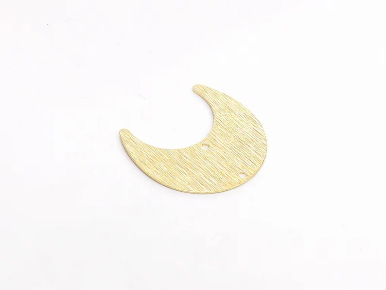 20pcs Textured Moon Charm, Crescent Moon Connector, Brass Charms For Jewelry Making, Earring Findings, 25x23mm R2688