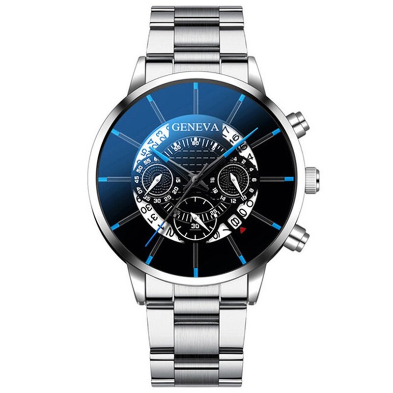 남성용 멀티 레이어 다이얼 쿼츠 손목시계, 고급스럽고 멋진 독특한 디지털 시계, 스테인레스 스틸 벨트 시계, 비즈니스 시계