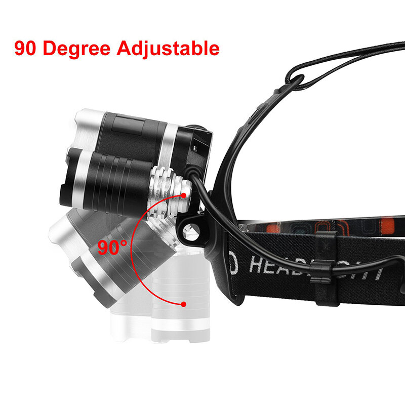 Rechargeable High Lumens LED Headlamp LED Headlight Flashlight Waterproof  4 Lighting Modes Use Fishing Camping Night Cycling