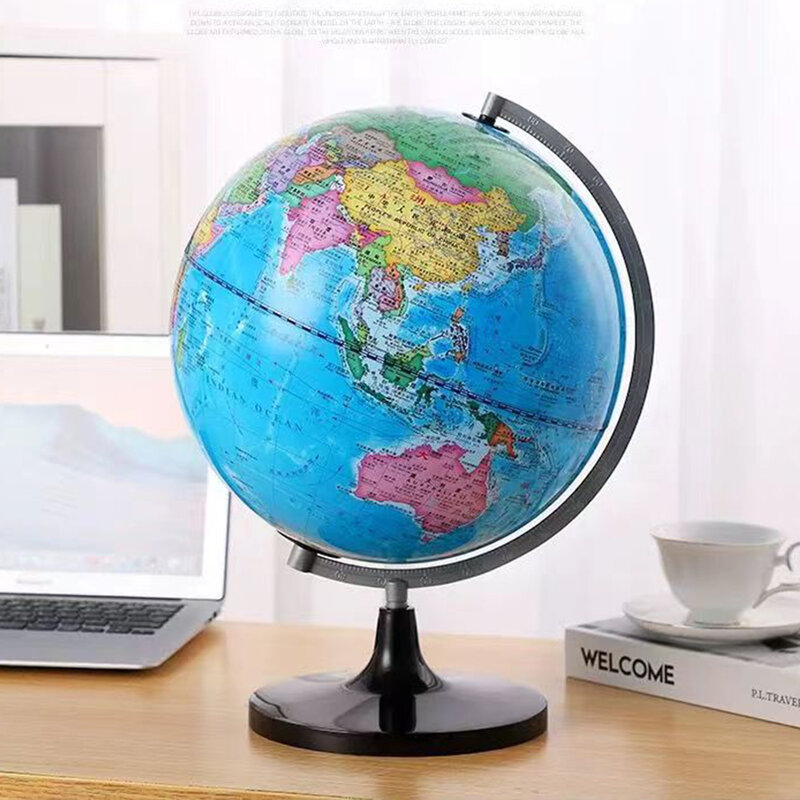 Desktop Globe Rotating Swivel World Map 30X21.5CM Teaching HD PVC Earth Atlas Geography Globe Kids Toy Educational Ornament