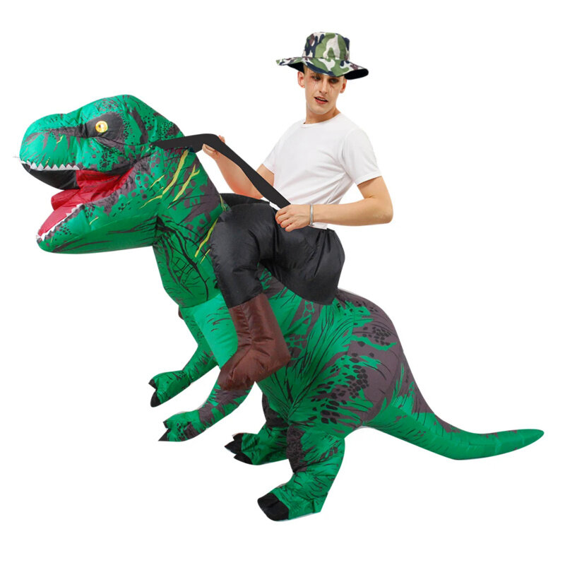 Bruine Draag Me Dinosaurus Opblaasbare Kostuums Halloween Cosplay T-Rex Kostuum Wandelen Mascotte Disfraz Voor Volwassen Man Vrouw