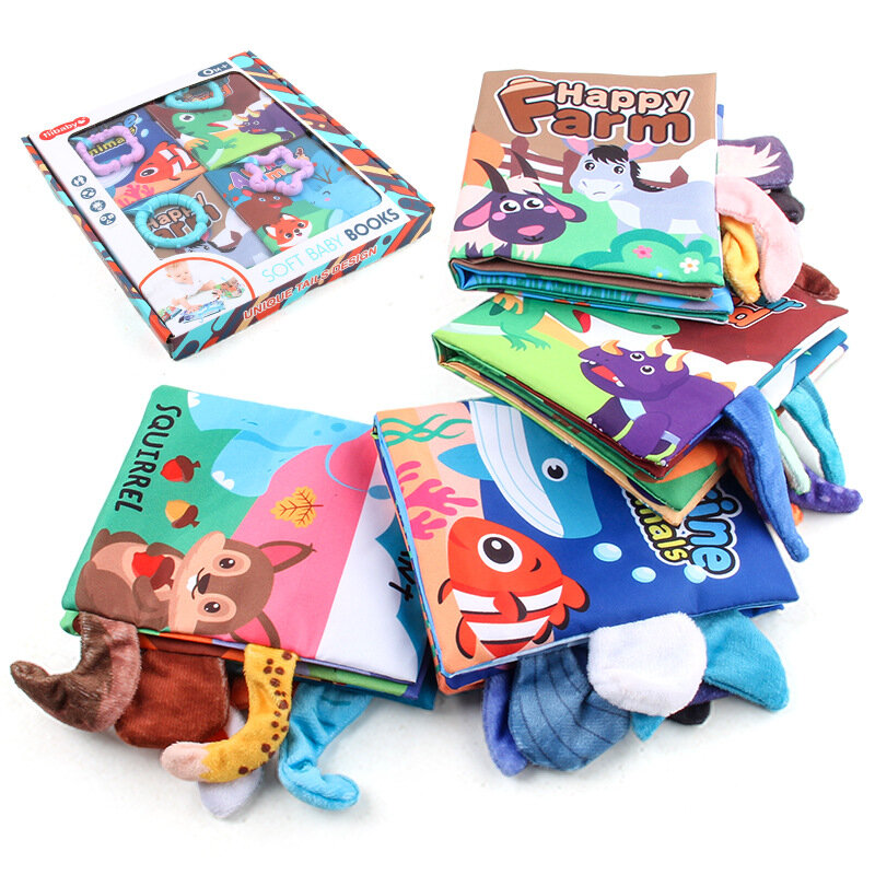 Baby Cloth Book Animals Dinasour Cognize Puzzle Book Infant Kids Early Learning Educational Fabric Books Toys Newborn Gift