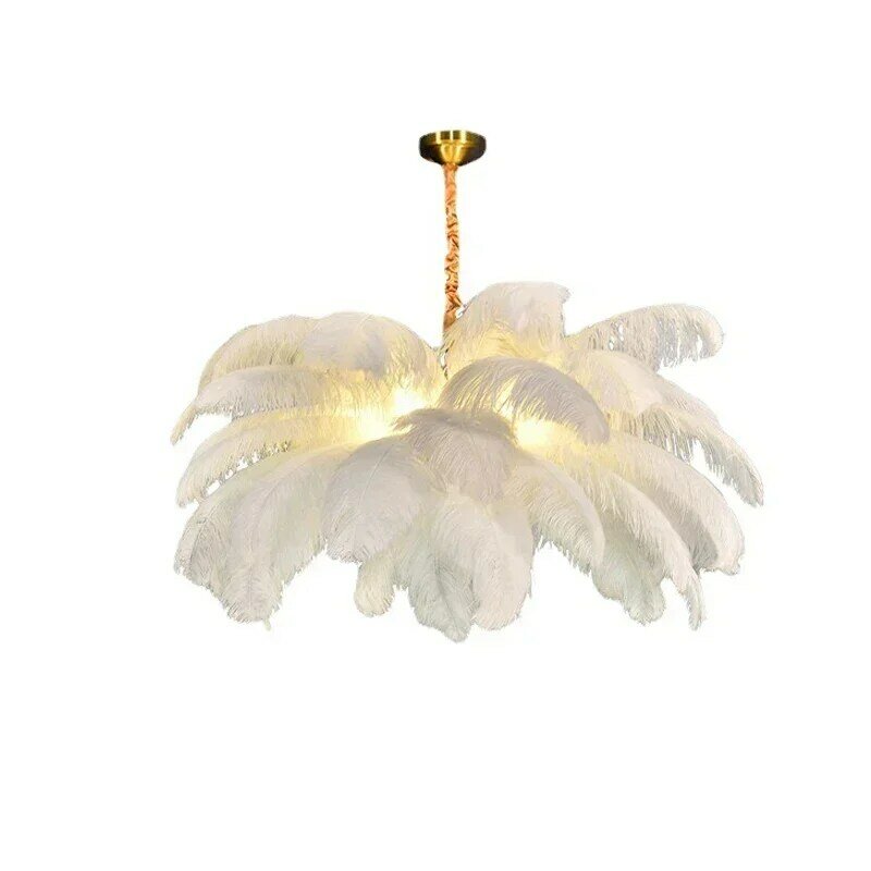 Nordic Ostrich Feather LED Pendant Lamp, Iluminação interior, Pendurado Luz, Luminária, Sala de estar, Quarto, Decoração de casa
