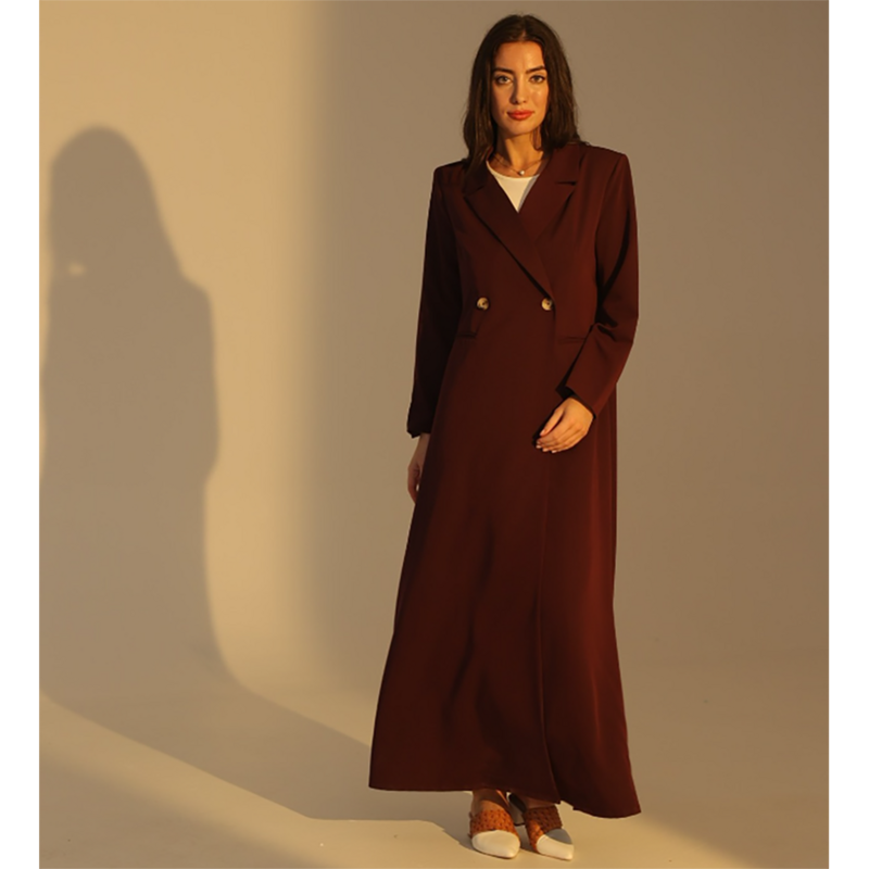 Элегантная Женская длинная куртка, двубортное женское повседневное пальто, официальное платье до щиколотки, Женская куртка