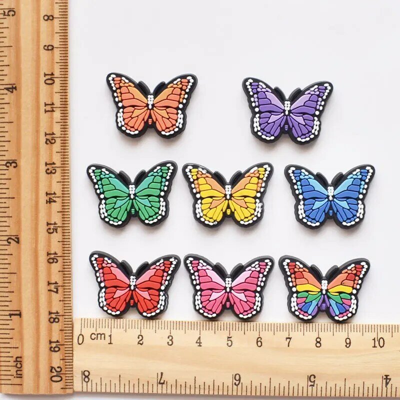 Rainbow warna-warni bentuk kupu-kupu lucu gesper sepatu pesona dekorasi aksesori untuk menyumbat gelang jeans pin anak-anak unisex gif