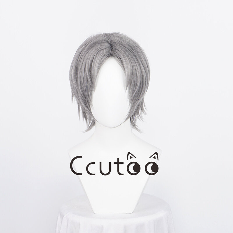 New Game Dante Cosplay Wig Short Silver Grey Hair Heat Resistant Cosplay Costumes Halloween Cos Synthetic Wigs + Wig Cap