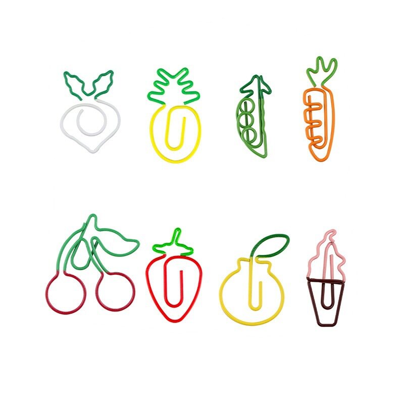 10pcs/box Cute Colored Fruits Cherry Paper Clip Creative Bookmark Home Decoration Gift Stationery School Office Supply