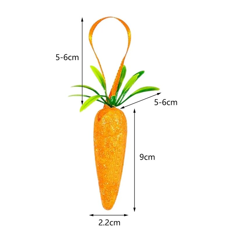 24x Easter Carrot Hanging Ornaments Craft Glitter Easter Carrot Tree Decorations for Crafts Home Easter Decoration Kitchen Party
