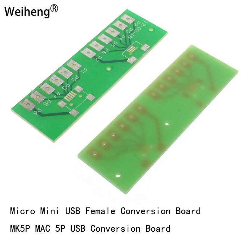 Micro Mini  Conversion Board MK5P MAC 5P USB  Female Lying Vertical Posts