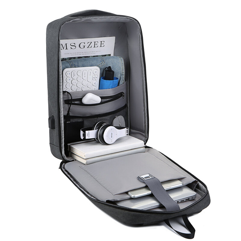 Рюкзак мужской с USB-зарядкой, деловая сумка, многофункциональный водонепроницаемый ранец унисекс, Модный с защитой от кражи